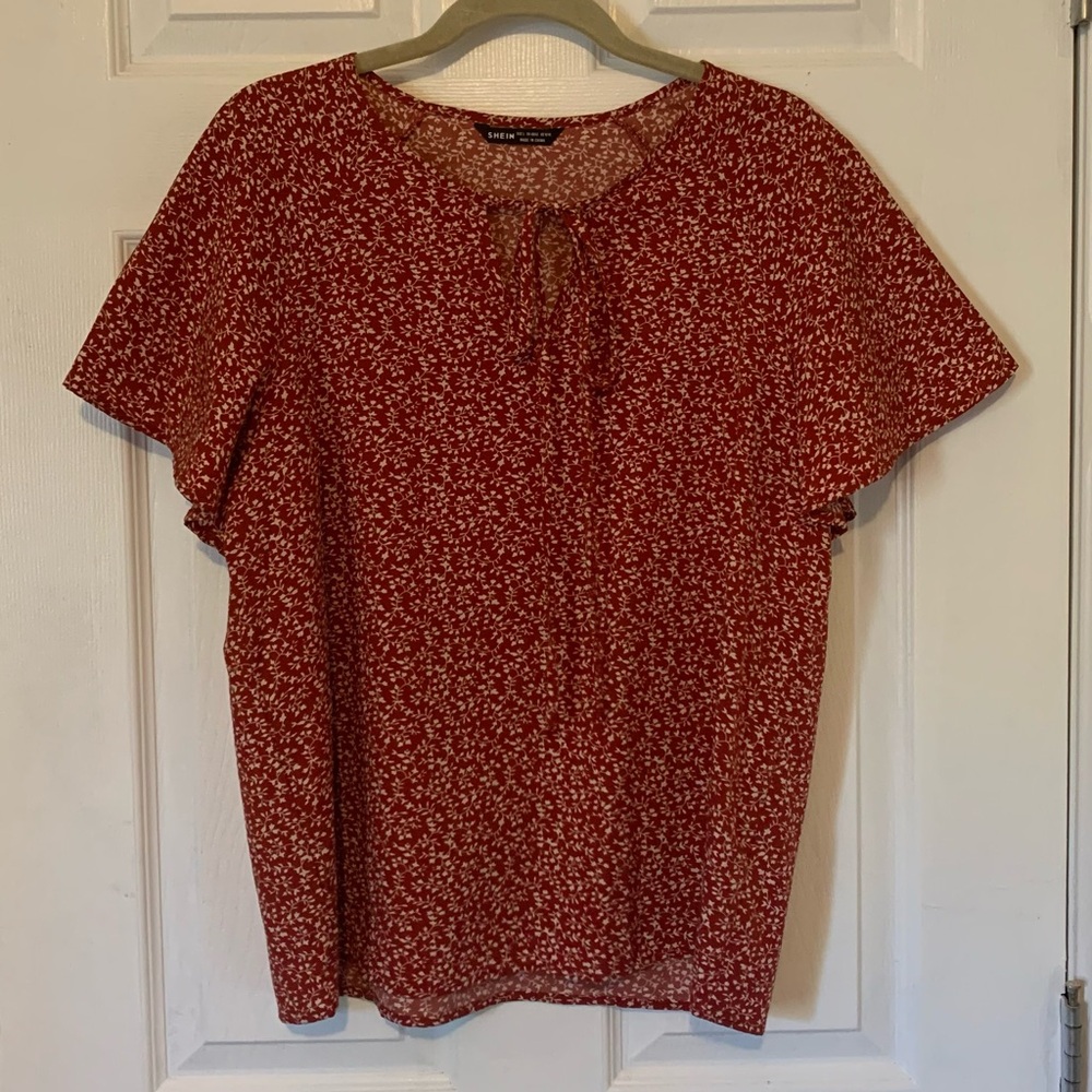 SHEIN Red Floral Blouse